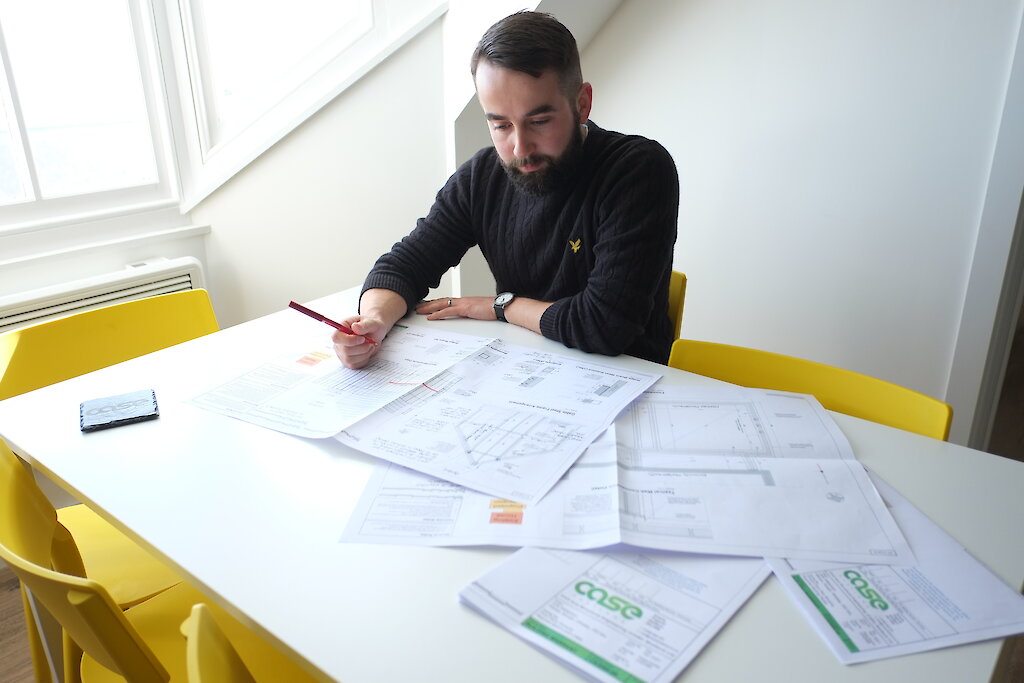 Checking Design Drawings – CASE Shetland office, 4 Market Street, Lerwick